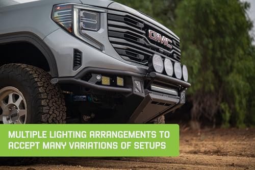 Offroad DV8 Tube Front Bumper for 2022-2025 GMC Sierra 1500 | High-Speed Desert & Rock Crawling Styles | Ultra High-Clearance Design | Prerunner Push Bar w/Light Mounts | Center Light Mount | Steel