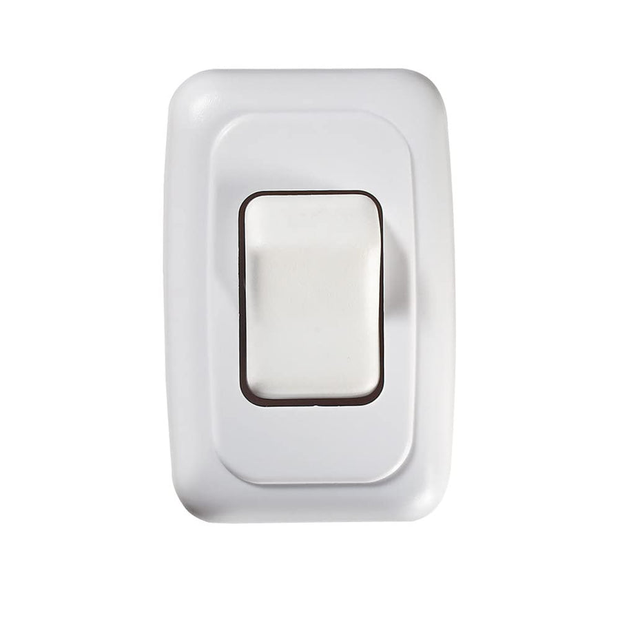 Contoured Wall Switch RV Designer S531, Includes Base and Bezel, On / Off, Single, White, DC Electrical