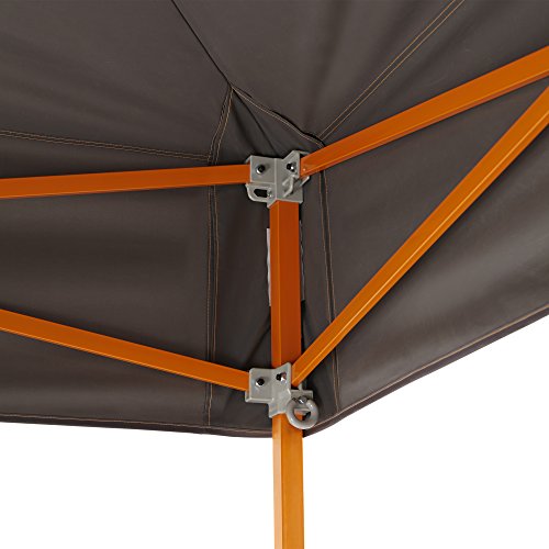 E-Z UP Instant Shelter Vantage Canopy, 10' x 10', Steel Orange Powder-Coated Steel Frame with Wide-Trax Roller Bag & 4 Piece Spike Set, Gray
