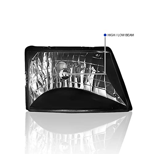 Black Headlights + Corner Lights SPEC-D TUNING Compatible with 1998-2000 Ford Ranger, L+R Pair Assembly
