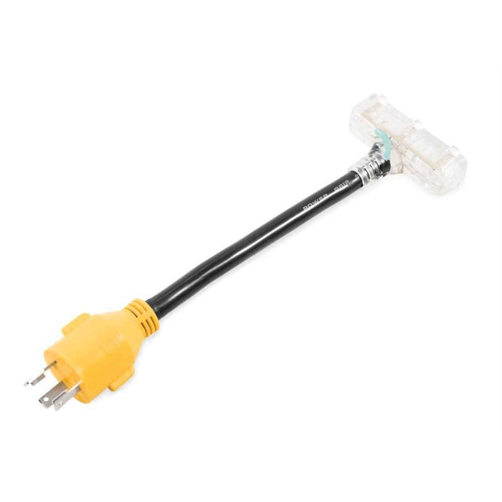 Camco Heavy-Duty 55414 PowerGrip Locking Generator Adapter, 30-Amp Male to 15-Amp Lighted Female, 12-Inch - Connects to a 3-Prong, 30-Amp Generator