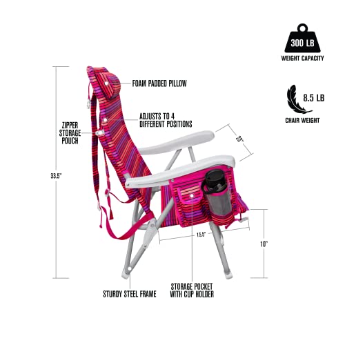 Backpack Hurley Beach Chair, One Size, Bombay Stripe Passion Fruit