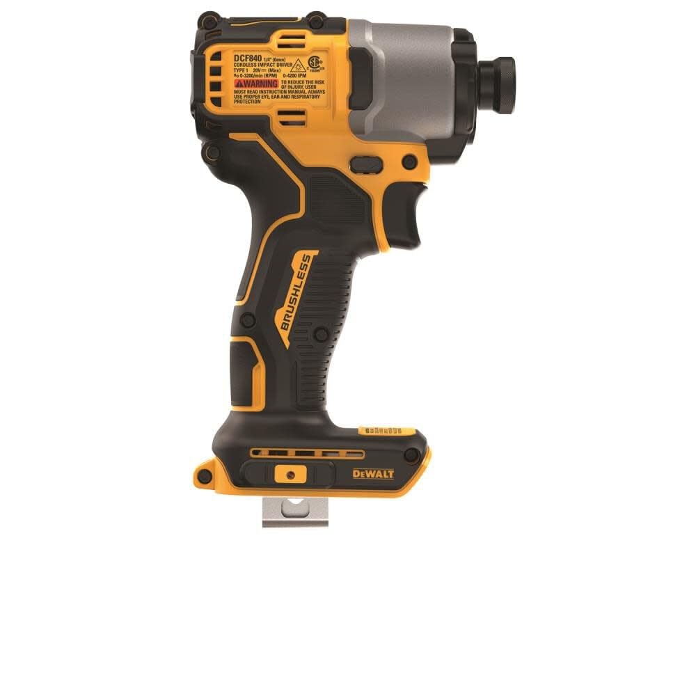 1/4 in. DEWALT 20V MAX* Brushless Cordless Impact Driver (Tool Only) (DCF840B)