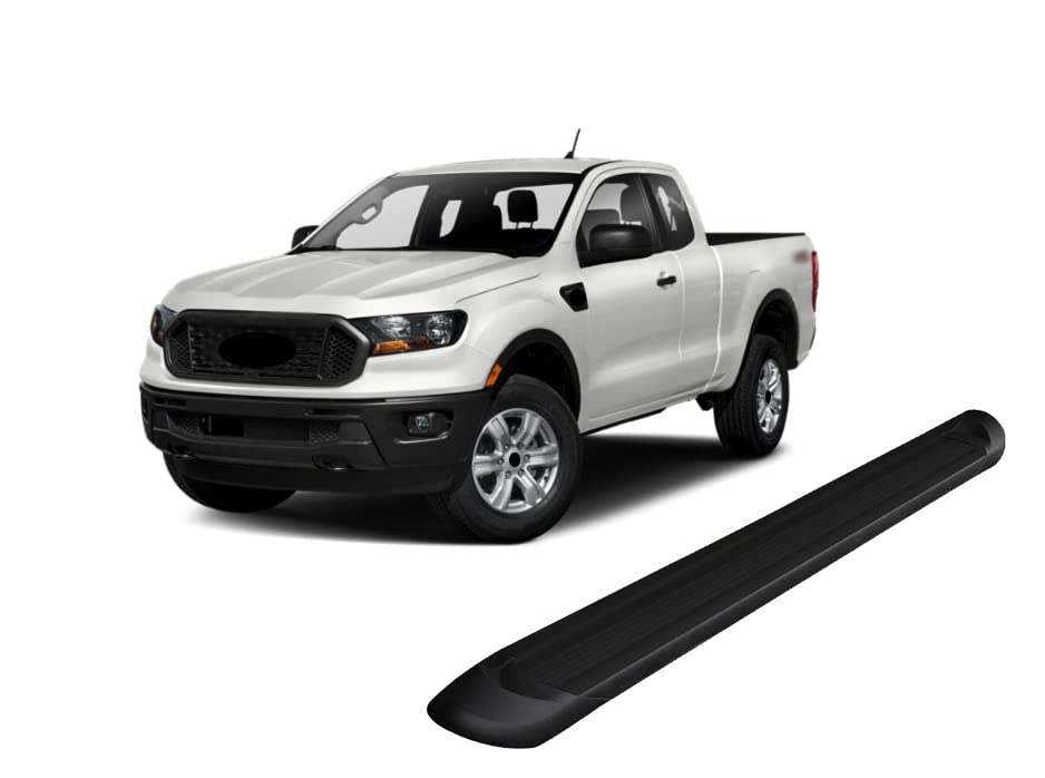 Black Aluminum Black Horse Transporter Running Boards Compatible with 2019-2022 Ford Ranger