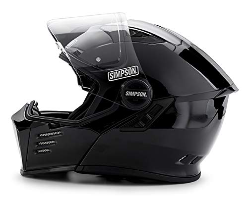 Mod Bandit Simpson Motorcycle Helmet - Gloss Black - Medium | Modular Full-Face Helmet Clear Visor Shield DOT ECE Certified for Street, Cruiser & Touring Riders (M59M2)