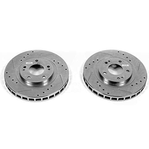 Power Stop JBR582XPR Evolution Front Drilled & Slotted Rotor Pair For Dodge Stealth 1991-1993, Mitsubishi 3000GT 1991-1993 [Model Specific]