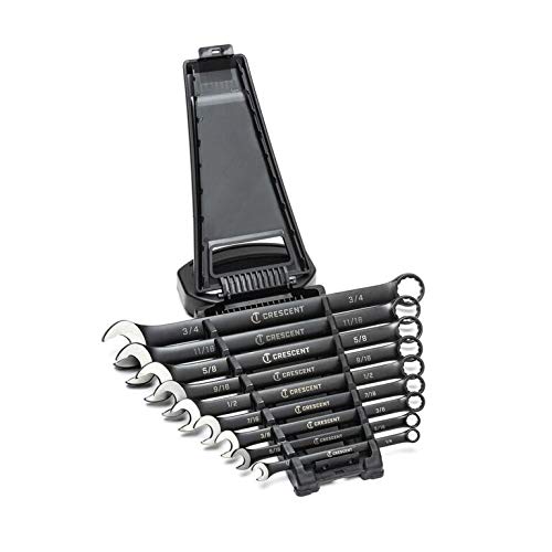 9 Piece Crescent X10 12 Point Long Pattern Combination SAE Wrench Set - CCWS9BS