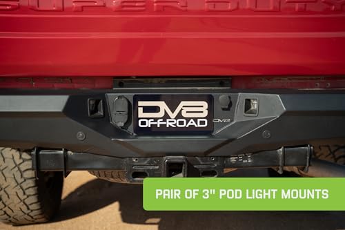 Offroad DV8 Spec Series Rear Bumper for 2017-2025 Ford Super Duty | Full-Width Design | Pair of Pod Light Mounts | Retains Factory Parking Sensors | Compatible with Factory Hitch | Steel Construction