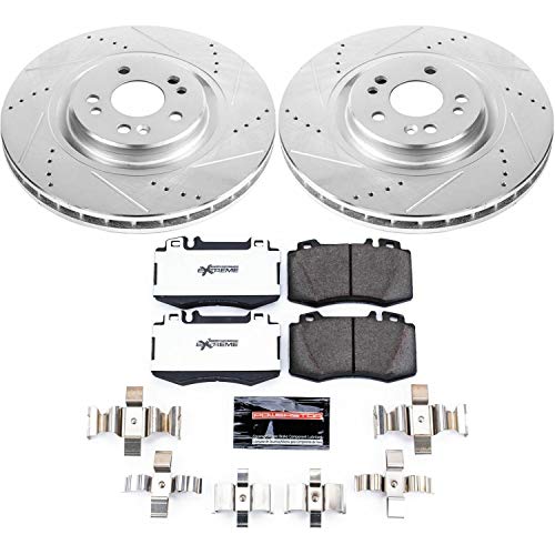 Power Stop K5236-26 Z26 Carbon Fiber Brake Pads Front with Drilled & Slotted Brake Rotors Kit For Mercedes-Benz ML430, Mercedes-Benz ML500, Mercedes-Benz ML55 AMG [Model Specific]