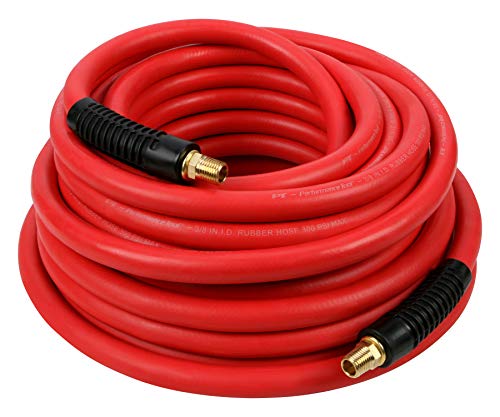 M667 Performance Tool 3/8" x 50' Red Rubber Air Hose - Durable and Flexible Hose for Industrial Use, Resistant to Oil and Abrasion