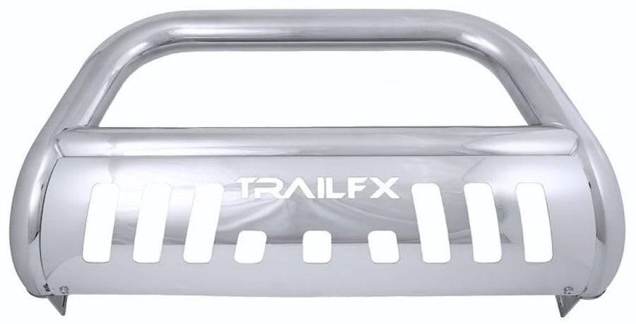 Bull Bar TrailFX B0044S with Skid Plate for Toyota Tundra 2022-2025 3 Inch Diameter Polished Stainless Steel Frame Mount, Holes for Optional Lighting TrailFX B0044S