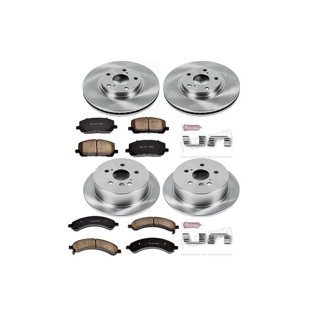 POWERSTOP KOE4531 Replacement Brake Kit Front and Rear with Brake Rotors and Ceramic Brake Pads For 2004 2005 Toyota Highlander | 2006 2007 Toyota Highlander [Gas Models]