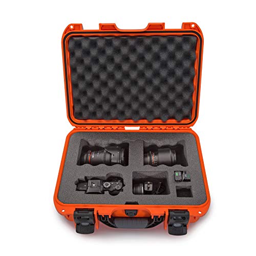 Waterproof Nanuk 920 Hard Case with Custom Foam Insert for Sony A7R Size Camera - Orange
