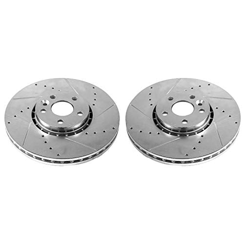Power Stop EBR1283XPR Evolution Front Drilled and Slotted Rotor (Pair) For Volvo V70 2000, Volvo XC60 2010-2015 [Model Specific]