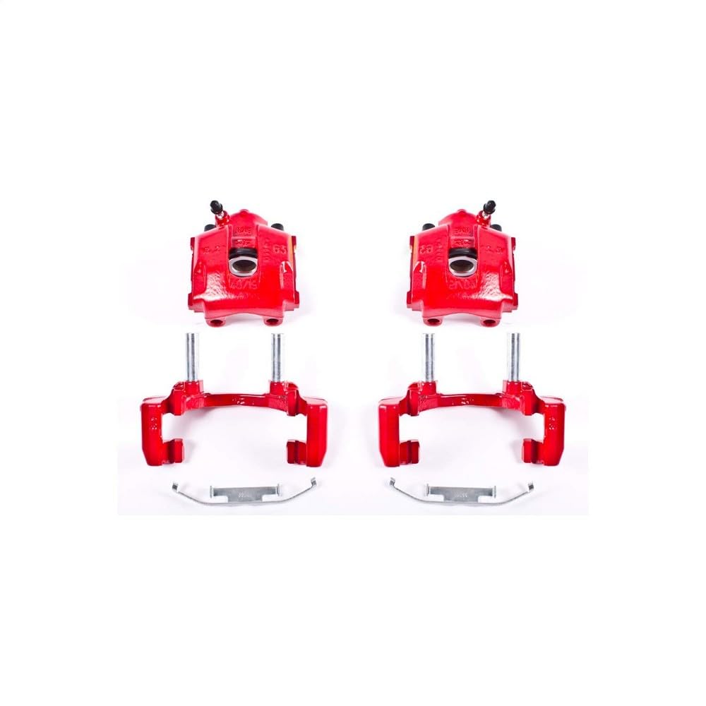 Power Stop Pair of High-Temp Red Powder Coated Rear Calipers For BMW 323Ci 2000, BMW 323i 1998-2000 [Model Specific]