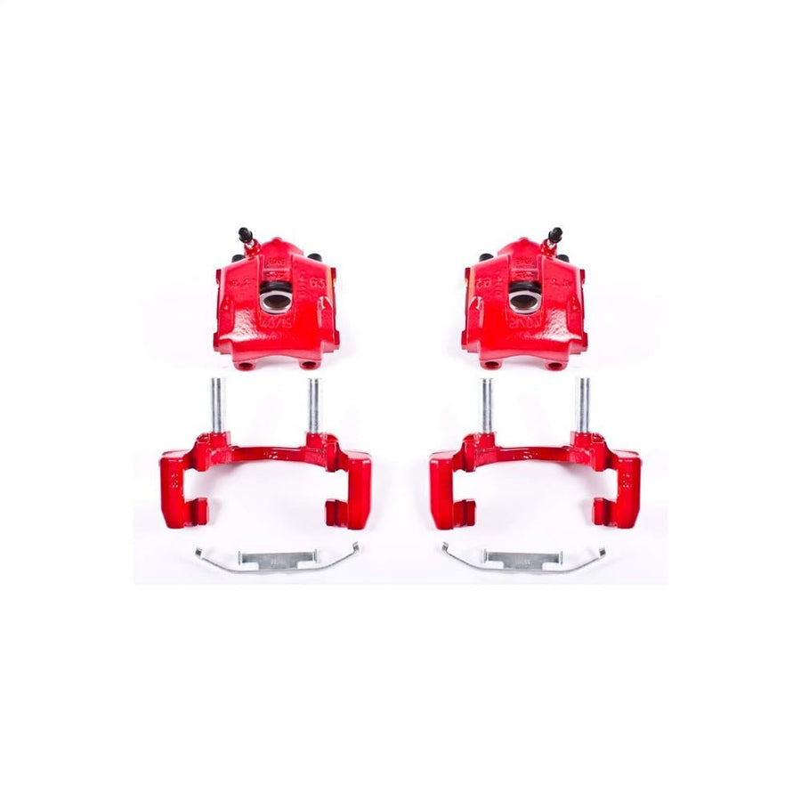 Power Stop Pair of High-Temp Red Powder Coated Rear Calipers For BMW 323Ci 2000, BMW 323i 1998-2000 [Model Specific]