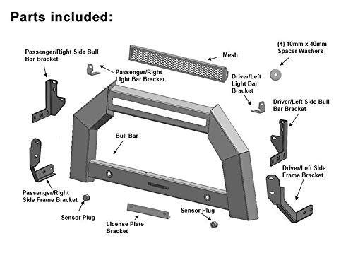 Bull Bar Black Horse Armour No skid plate Matte Black Compatible with 2015-2022 Chevrolet Colorado ( Excludes ZR2 submodel )|2015-2022 GMC Canyon-AB-GM20-NL