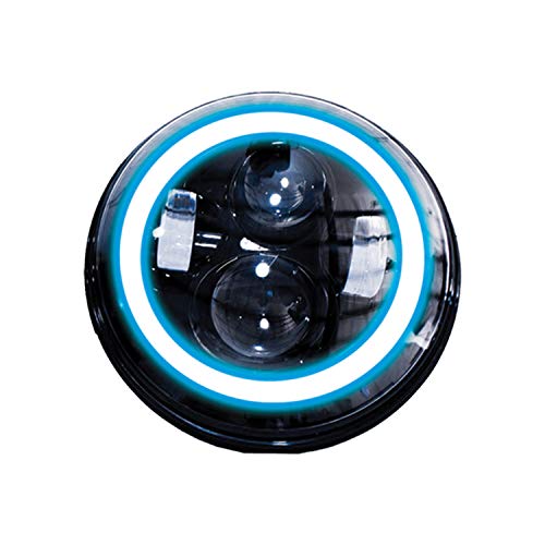 Race Sport Lighting 7in RS-7LEDHLP-HALOW/B LED Projector Kit 4x10W w/White/Blue Halo - Plug-&-Play H4 H/L (Black)