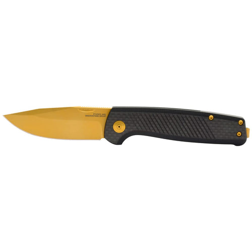 SOG Lightweight Terminus SJ LTE Everyday Carry Ambidextrous S35VN Steel 2.9" Sharp Blade Folding Knife | Slip Joint, Carbon/Gold