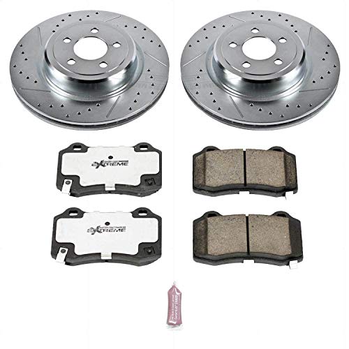 Power Stop K4583-26 Brake Kit For Chrysler 300 | Dodge Challenger Charger Magnum with Drilled and Slotted Brake Rotors Z26 Carbon Fiber Brake Pads [Application Specific]