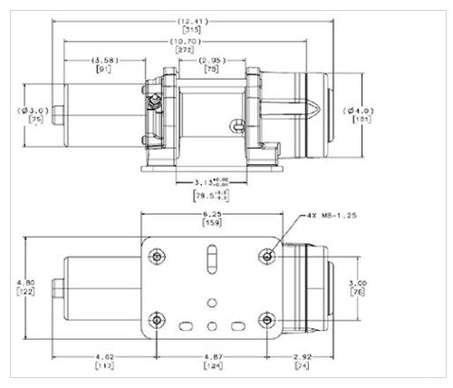 12V WARN DC800 Industrial Hoist, Black