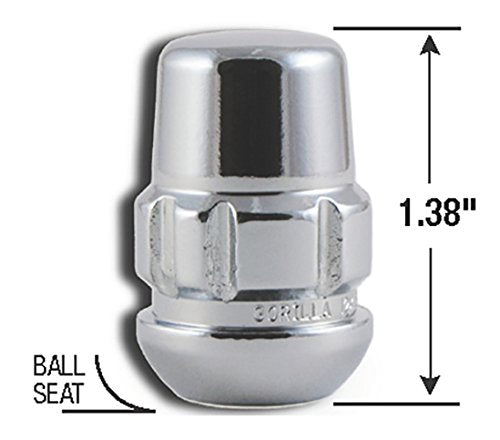 38431XL Gorilla Automotive Products Chrome Wheel Lock, Set of 4 (Seat 12mm x 1.50 Thread Size)