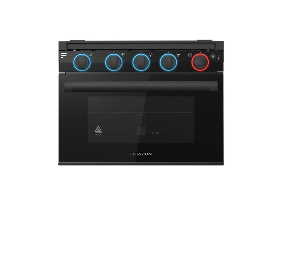 17" Furrion® All Glass Gas Range - 3-Burner - Led Knob - Black-Black
