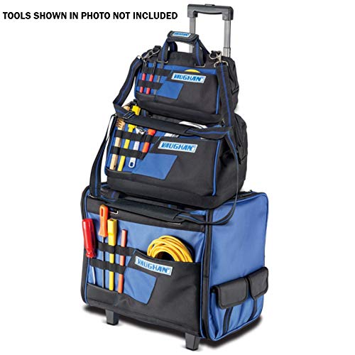 3 Piece Vaughan Tool Bag Set, with 18 inch Roller Tool Bag, 16 inch and 13 Inch Wide Mouth Bags, 1200D Polyester, Lots of Tool Storage, Heavy Duty Zippers, Shoulder Straps, Carry Handles - 240154