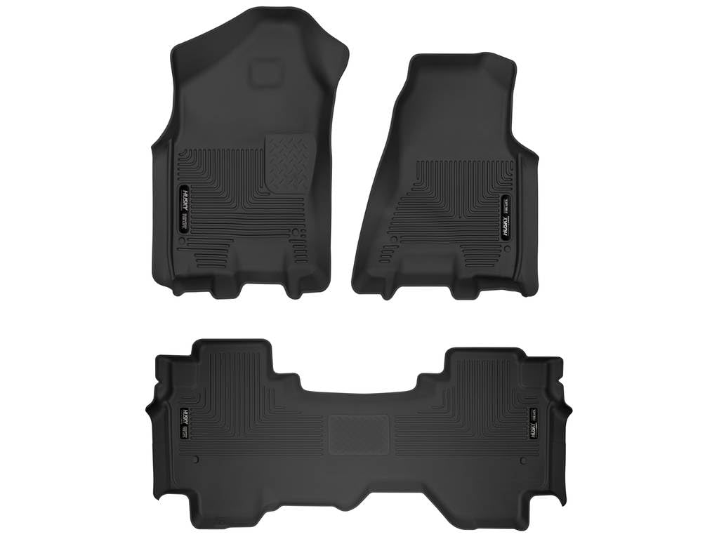Husky Liners X-act Contour Floor Mats | 2019-2024 Dodge Ram 1500 Quad Cab Fits | Front & 2nd Row, 3-pc Black - 53698