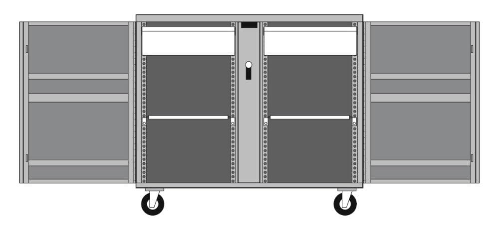 Rolling JOBOX Work Bench-2 Drawers, 2 Shelves, 6" Casters
