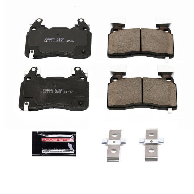 Power Stop Z23-1474A Z23 Evolution Sport Carbon Fiber Infused Ceramic Brake Pads with Hardware For Cadilac CT6 CTS ELR | Chevy Camaro Corvette SS | Tesla S, X [Application Specific]