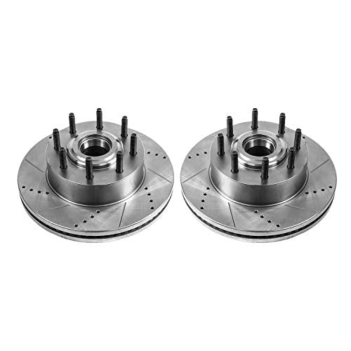 Power Stop AR85169XPR Evolution Front Drilled & Slotted Rotor Pair For Ford F-250 Super Duty 2013-2024, Ford F-350 Super Duty 2013-2024 [Model Specific]