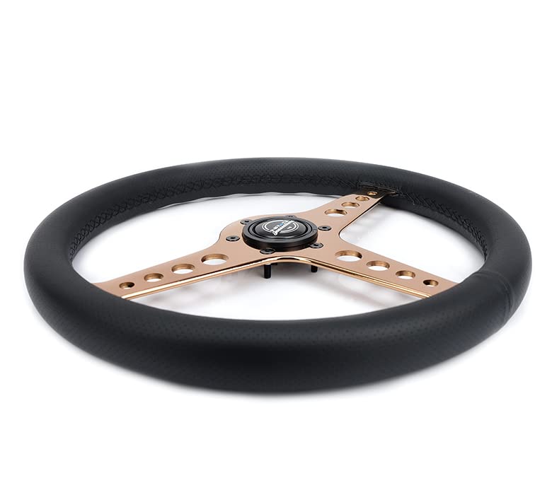 NRG Innovations Light Weight NRG-ST-034RG-PR Gaming Steering Wheel: Driftz- Made with Perforated Leather, Light Weight Composits and Rose Gold Spoke with Holes.