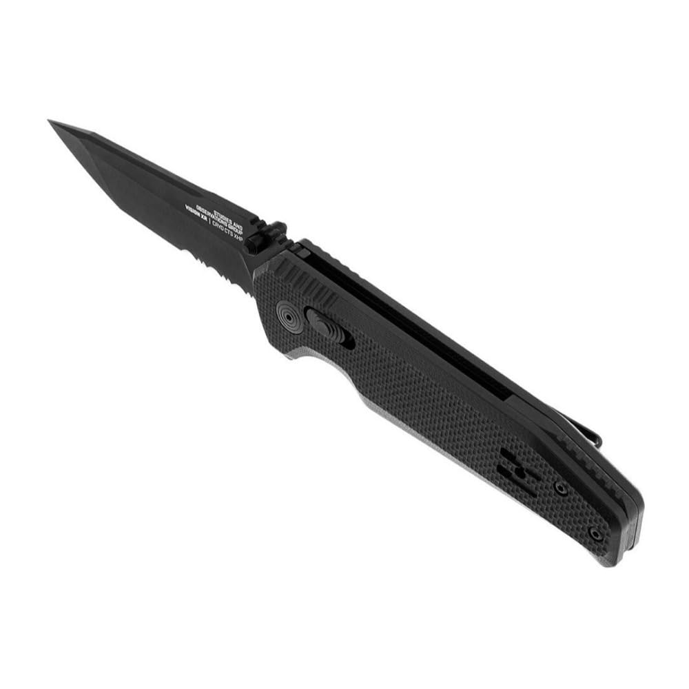 SOG VISION XR Professional CTS XHP Stainless Steel Ambidextrous Folding Knives | Single-Handed Opening | XR Lock, Black, Partially Serrated