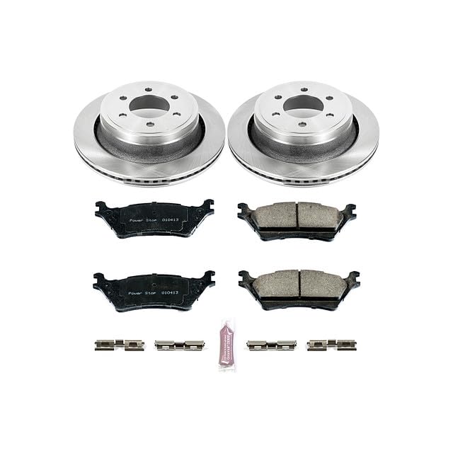 Power Stop KOE6271 Rear Replacement Brake Kit-OE Brake Rotors & Ceramic Brake Pads For 2012 2013 2014 2015 2016 2017 2018 Ford F-150 6 Lug