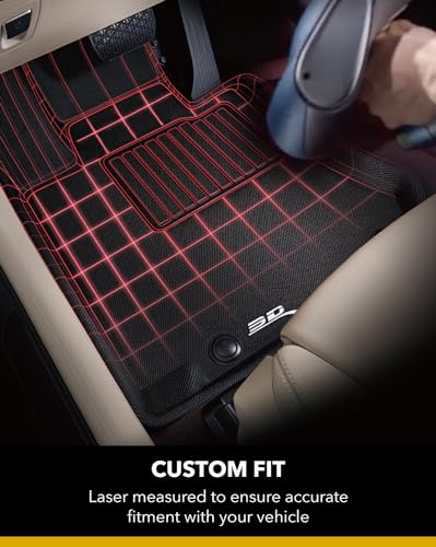 Complete Set 3D MAXpider Custom Fit All-Weather Floor Mat for Select Buick Enclave Models - Kagu Rubber (Tan)
