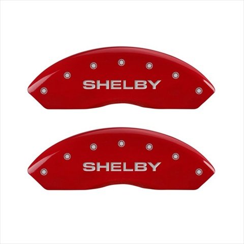 SET OF 4 CALIPER COVERS-FRT: TIFFANY SNAKE/RED POWDER COAT FINISH/SILV CHARACTER-REAR: SHELBY