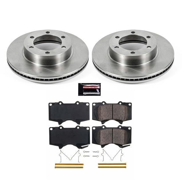 POWERSTOP Autospecialty KOE2324 Front Replacement Brake Kit-OE Brake Rotors & Ceramic Brake Pads For Toyota Tundra Sequoia Caliper Casting #13WL