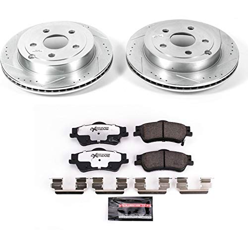 Power Stop K5525-26 Z26 Carbon Fiber Brake Pads with Drilled & Slotted Brake Rotors Kit For Pontiac G8 2008-2009 [Model Specific]