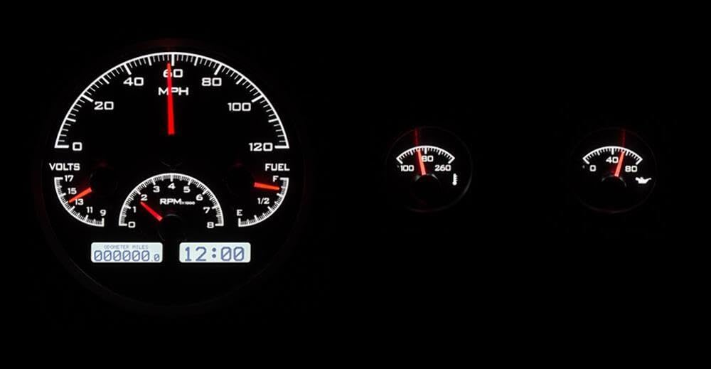 Dakota Digital VHX 55 - 86 Jeep CJ Analog Dash Gauges System Instruments Black Alloy White VHX-55J-K-W
