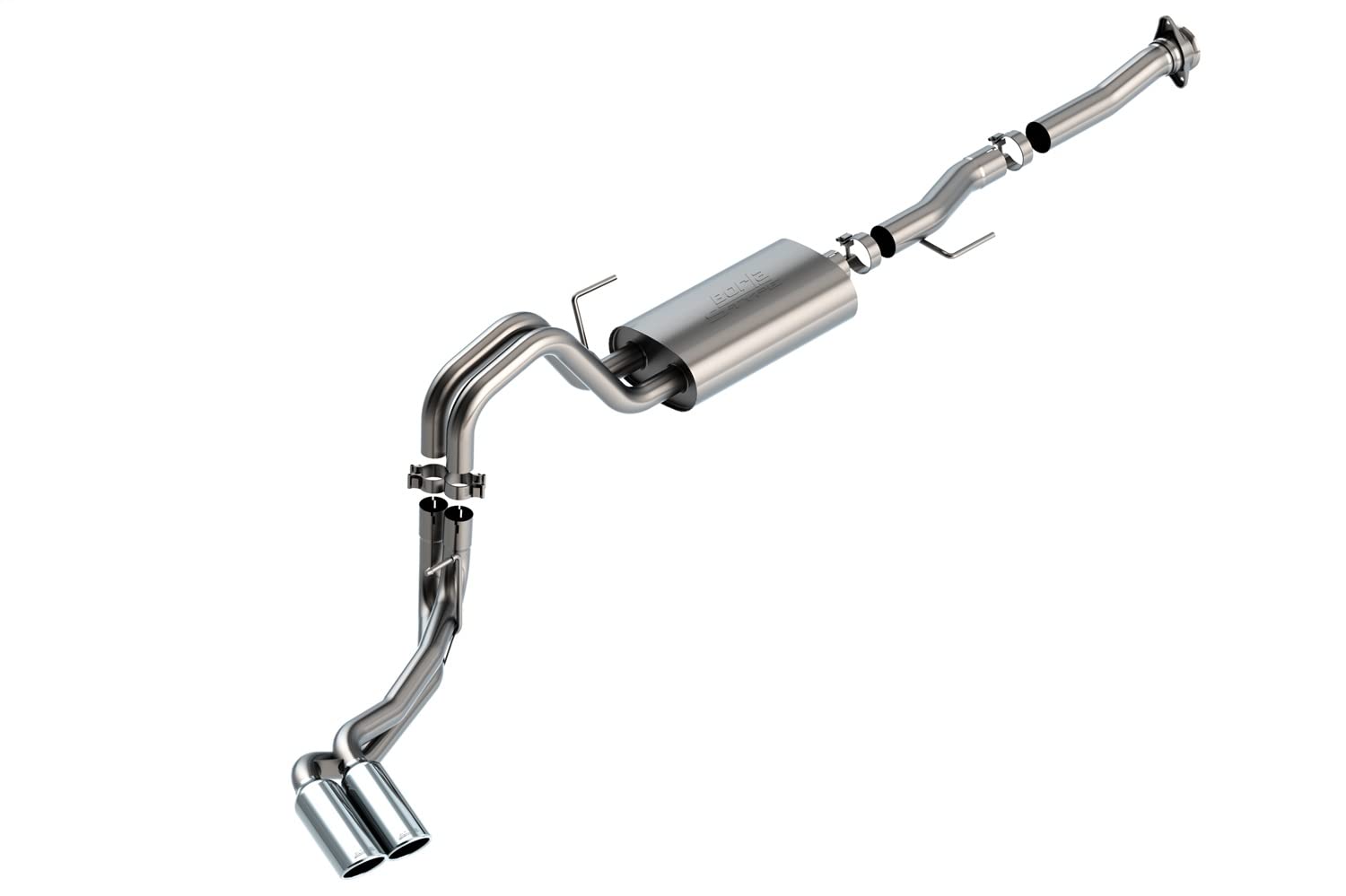 Cat-Back BORLA Perf. Exhaust Sys. for 2021-2023 Ford F-150 5.0L V8 Auto. Trans. 2 & 4 Wheel Drive Reg. Cab (6' 7") Bed EXC. Tremor & Black Appear. Pkg. Add Adapt. 60564 Regular Cab (8' 2") Bed.