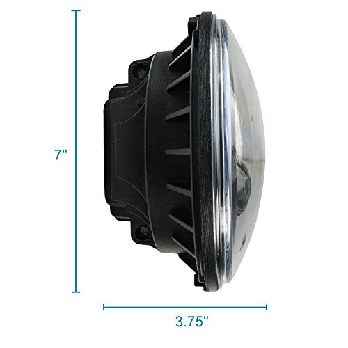 Projector Headlight Spec-D Tuning LHP-7RNDJM-H-MSX2 Black (7 Inch Round With Halo)