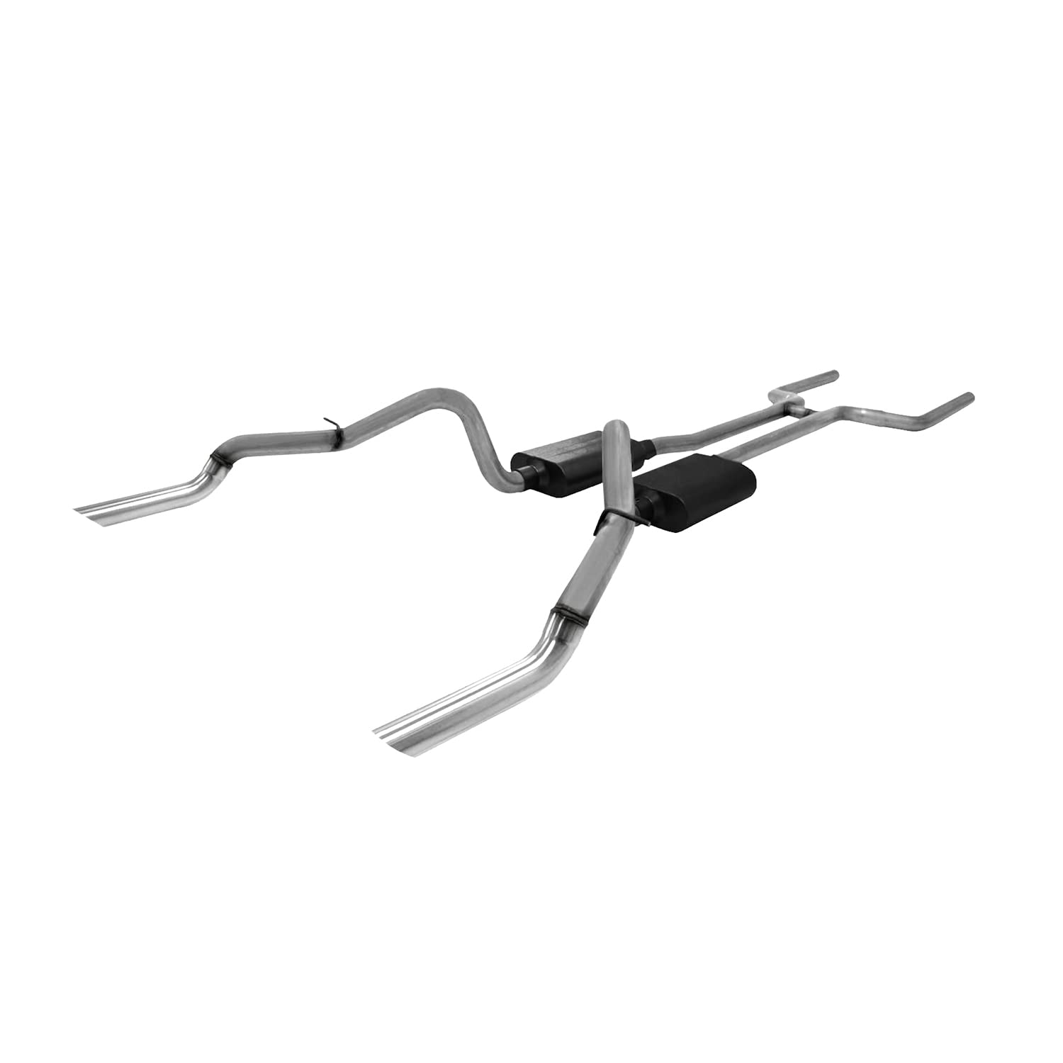 Flowmaster American Thunder 17139 Crossmember-Back Exhaust Kit 2.5 Inch Aluminized Steel 304 Stainless Angle Cut Tips Compatible with 1969 Chevy Camaro and Pontiac Firebird with V8 engine
