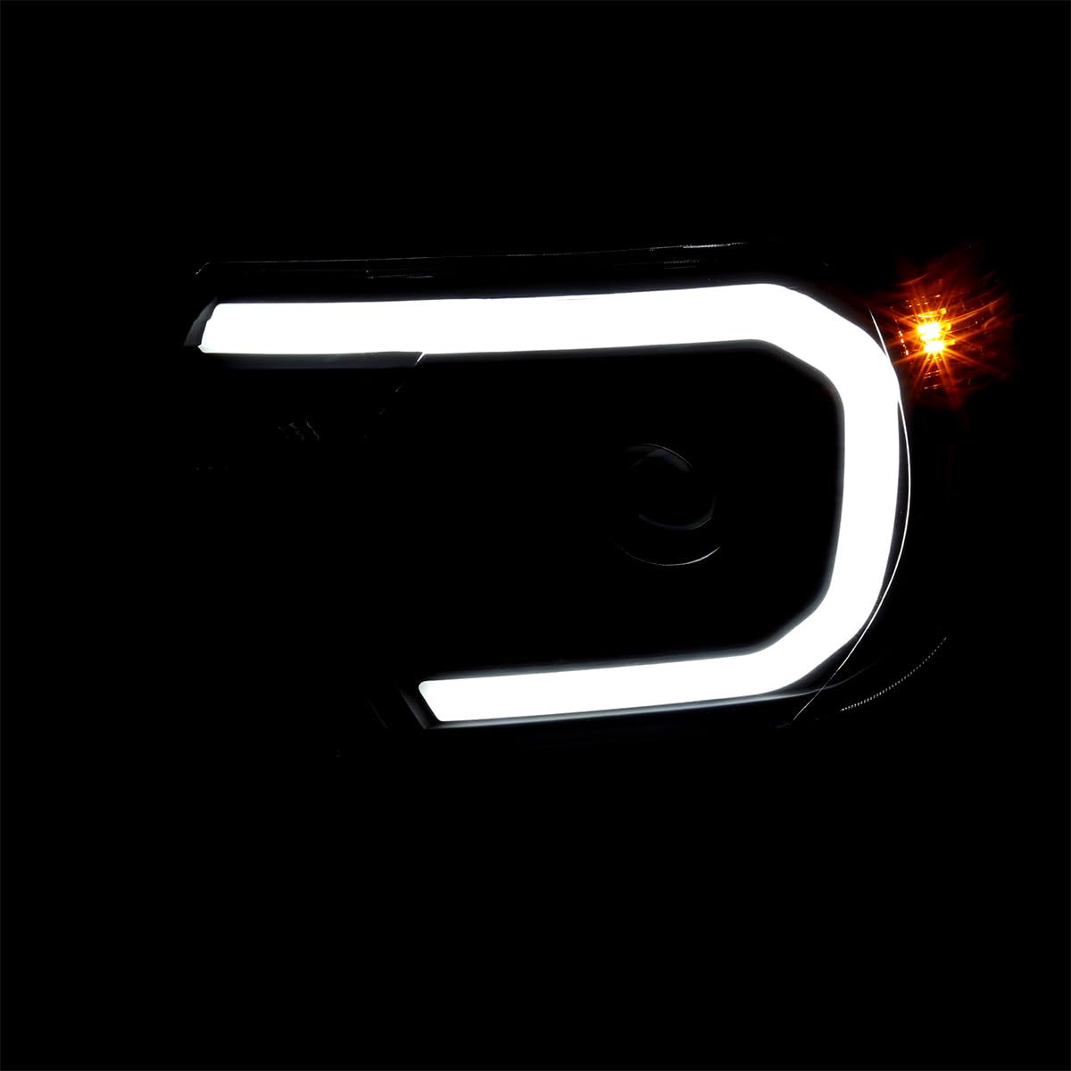 Black Projector Headlights w/LED Bar SPEC-D TUNING Compatible with 2012-2015 Toyota Tacoma, Left + Right Head Lights Assembly
