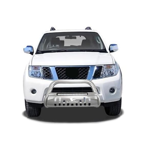 Bull Bar Black Horse Beacon Skid Plate Stainless Steel Compatible with 2005-2021 Nissan Frontier|2005-2007 Nissan Pathfinder|2005-2015 Nissan Xterra-BE-NIFRS