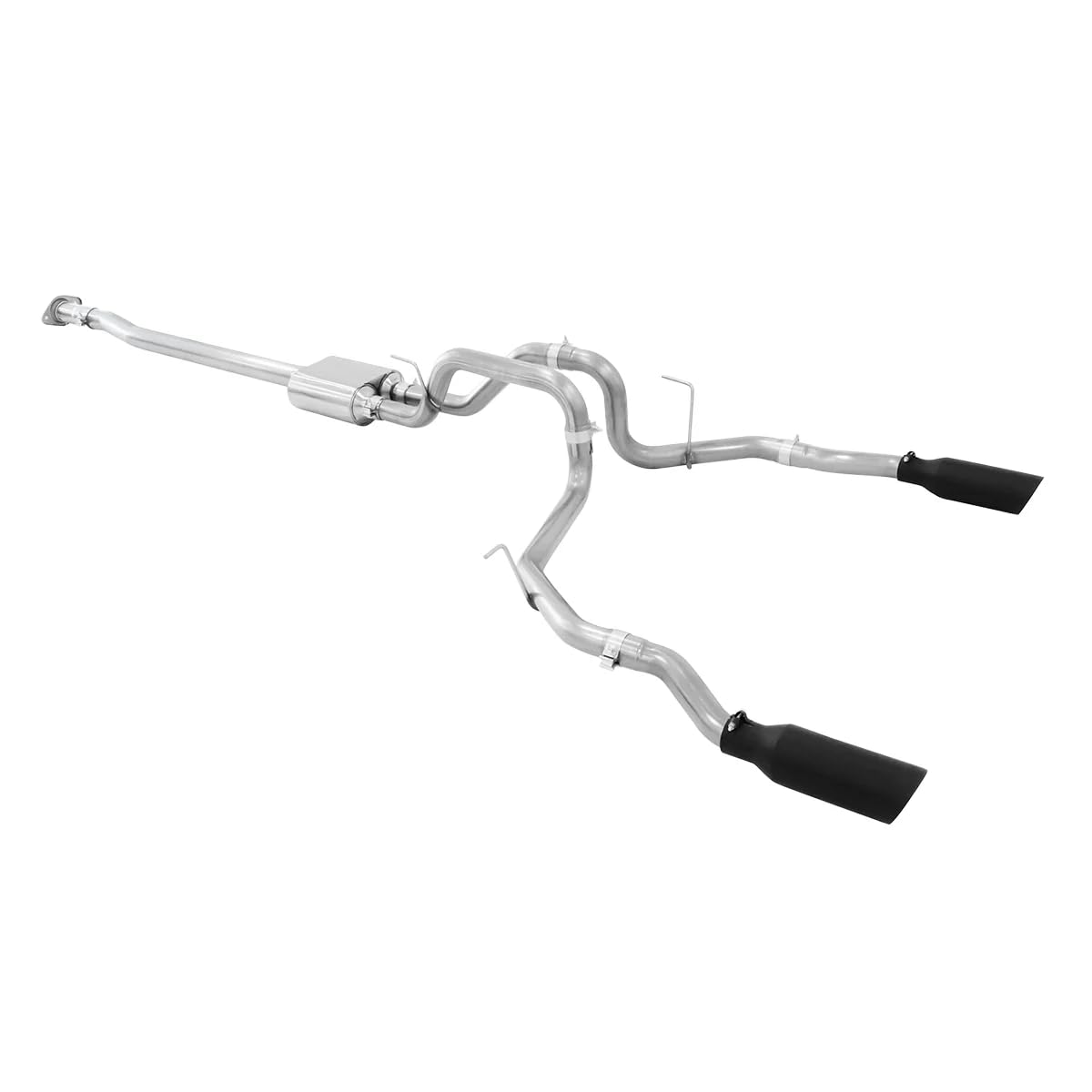 2009-2014 Ford F150 Cat-Back Exhaust Systems Black Ceramic Coated Tips Dual Exit Raw Tubes
