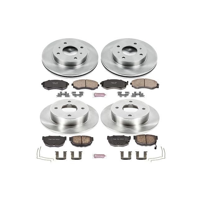 Power Stop Autospecialty KOE657 Front and Rear Replacement Brake Kit-OE Brake Rotors & Ceramic Brake Pads For Nissan 240SX 1996-1998 [Model Specific]