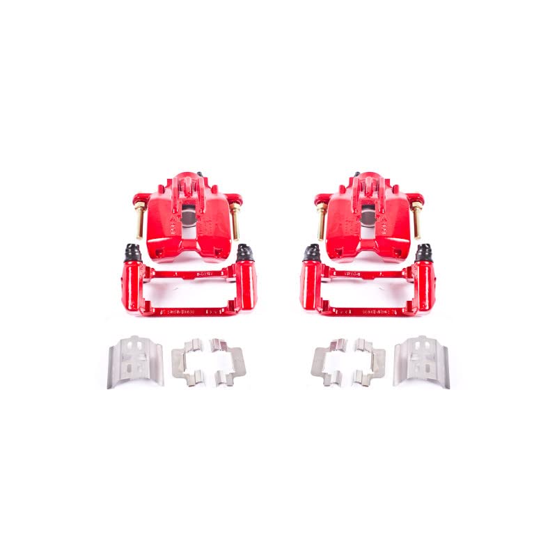 Power Stop Pair of High-Temp Red Powder Coated Rear Calipers for Cadillac XLR 2004-2009, Chevrolet Corvette 1997-2013 [Model Specific]