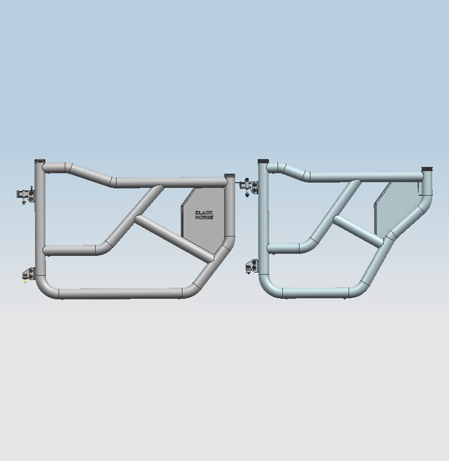 Tubular Black Horse Front & Rear Doors Metal Compatible with 2021-2024 Ford Bronco-TFRDFB21