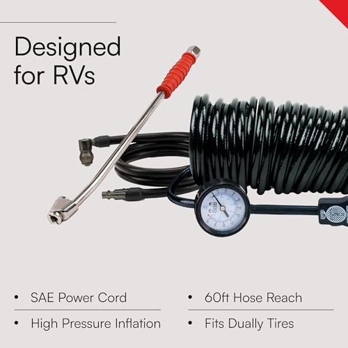 450P-RV EF VIAIR Enhanced Flow - 45157 12V Tire Inflator Portable Air Compressor with RV Inflation Gun, 90 Degree Chuck | 100% Duty Cycle @ 100 PSI, Max Pressure 150 PSI (SAE, Alligator Clips)